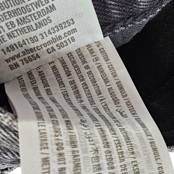 Abercrombie & Fitch Natural Rise Denim Shorts, Cotton, Black Wash, Tie Waist, 26 - Picture 6 of 8